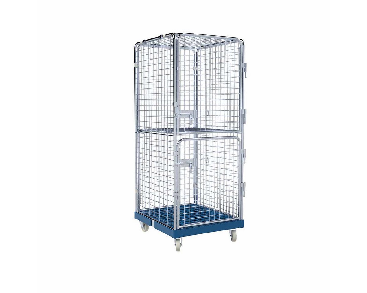 OSWALD Transportgeräte Transportwagen Rollbehälter 5-seitig 2 Türen 724 x 815 x 1.810 mm 500 kg Hygiene Grau, (RW10437), inkl. 1 Zwischenboden klappbar, Diebstahlschutz, Nutzhöhe 1.585 mm von OSWALD Transportgeräte