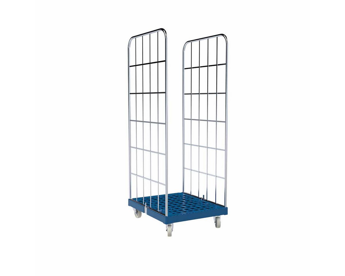 OSWALD Transportgeräte Transportwagen Rollbehälter Euronorm 2-seitig 682 x 815 x 1.830 mm 500 kg Platte Blau, (RW10462), Rollplatte aus Kunststoff, Nutzhöhe 1.640 mm, Enzianblau von OSWALD Transportgeräte