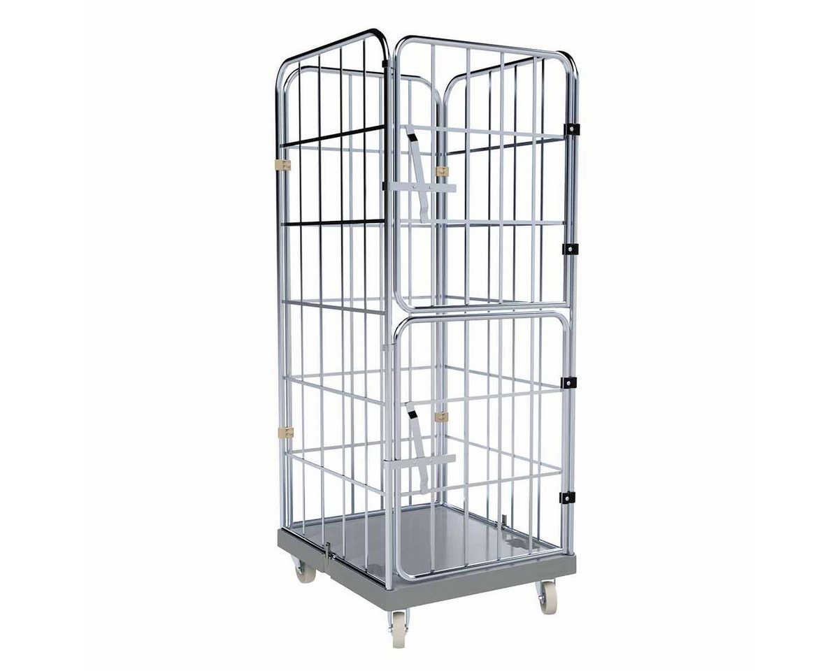 OSWALD Transportgeräte Transportwagen Rollbehälter FV, 4-seitig, 2 Türen, 724 x 815 x 1.830 mm 500 kg Metall, (RW10519), Metall-Rollplatte, Nutzhöhe 1.640 mm von OSWALD Transportgeräte