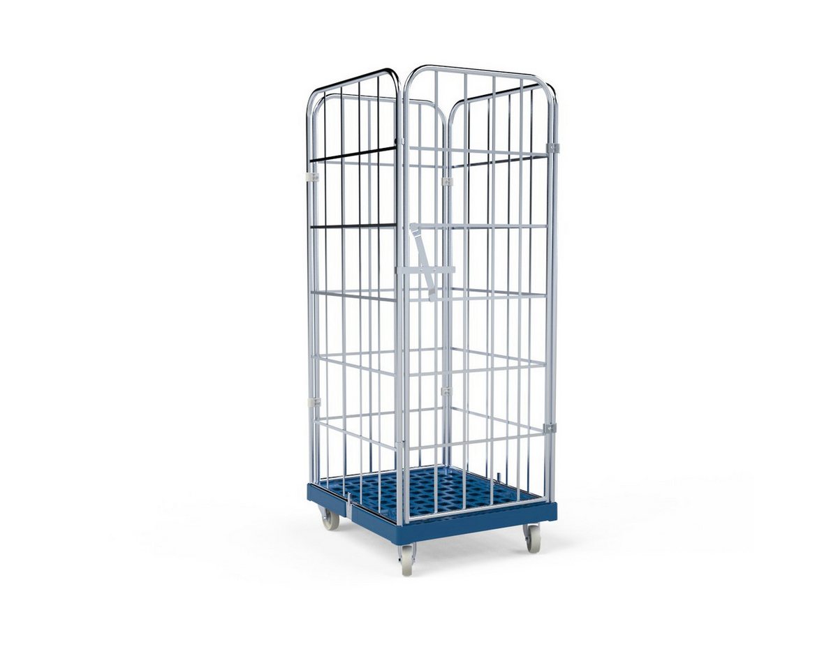 OSWALD Transportgeräte Transportwagen Rollbehälter FV, 4-seitig 1 Tür 724 x 815 x 1.830 mm, 500 kg Recycling, (RW10526), Rollplatte aus Kunststoff, Nutzhöhe 1.640 mm, Recycling Schwarz von OSWALD Transportgeräte