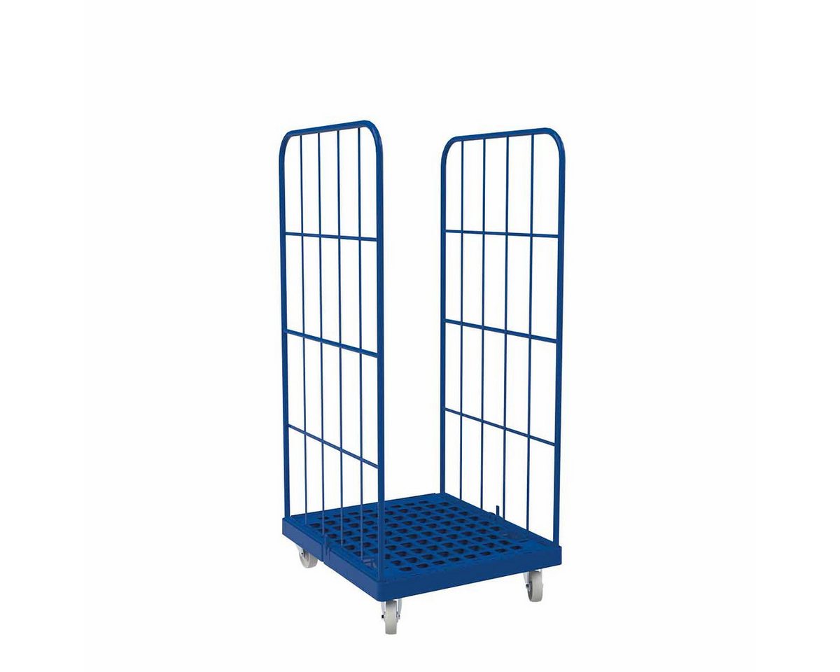 OSWALD Transportgeräte Transportwagen Rollbehälter Kunststoff 2-seitig, 724 x 815 x 1.630 mm, 500 kg, Blau, (RW10036), Kunststoffboden aus hochwertigem HDPE-Material von OSWALD Transportgeräte