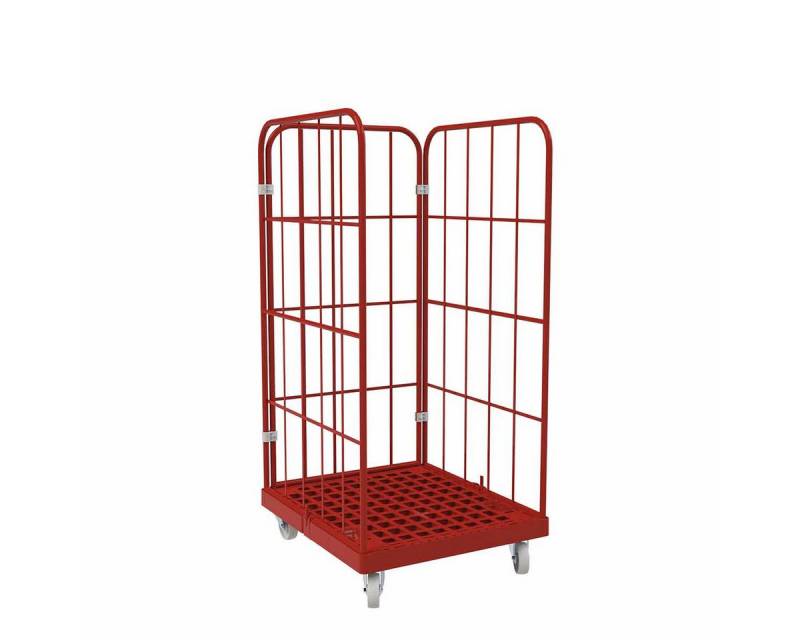 OSWALD Transportgeräte Transportwagen Rollbehälter Kunststoff 3-seitig, 724 x 815 x 1.530 mm, 500 kg, Rot, (RW10035), Kunststoffboden aus hochwertigem HDPE-Material von OSWALD Transportgeräte