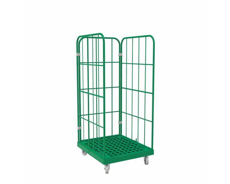 OSWALD Transportgeräte Transportwagen Rollbehälter Kunststoff 3-seitig, 724 x 815 x 1.630 mm, 500 kg, Grün, (RW10040), Kunststoffboden aus hochwertigem HDPE-Material von OSWALD Transportgeräte