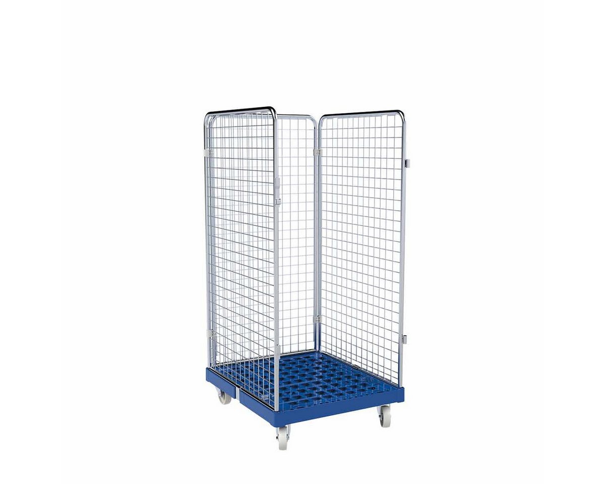 OSWALD Transportgeräte Transportwagen Rollbehälter mittel 3-seitig 724x815x1.550 mm 500 kg, Platte Recycling, (RW10366), Rollplatte aus Kunststoff, Nutzhöhe 1.325 mm, Recycling Schwarz von OSWALD Transportgeräte