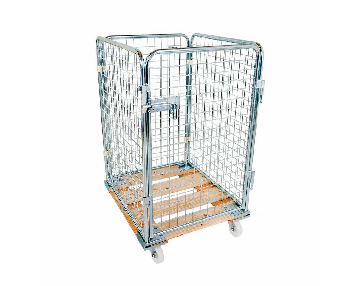 OSWALD Transportgeräte Transportwagen Rollbehälter niedrig 4-seitig, 724 x 815 x 1.210 mm 500 kg Platte Holz, (RW10348), Rollplatte aus Holz, Ecken verstärkt, Nutzhöhe 1.020 mm von OSWALD Transportgeräte