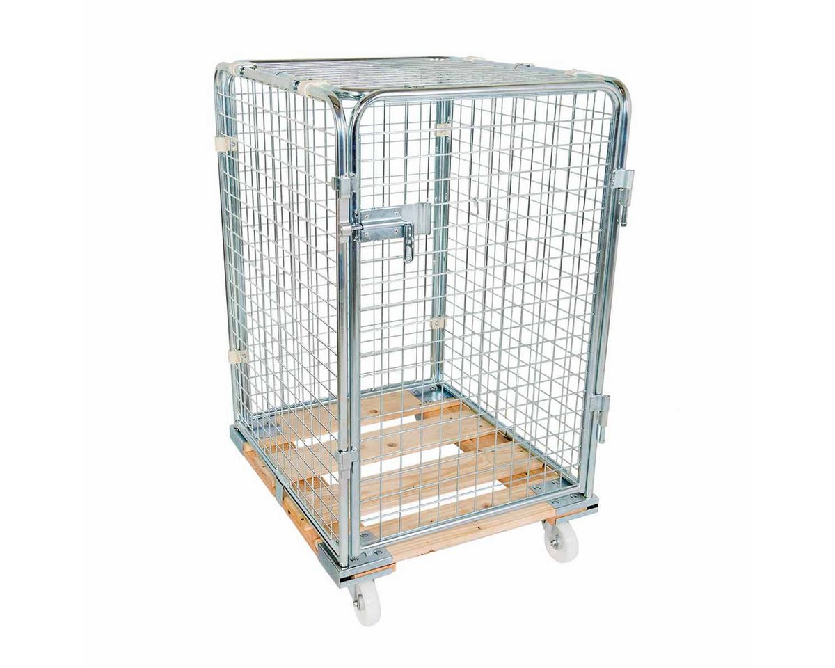 OSWALD Transportgeräte Transportwagen Rollbehälter niedrig 5-seitig, 724 x 815 x 1.220 mm 500 kg Platte Holz, (RW10358), Holz-Rollplatte, Ecken verstärkt, Nutzhöhe 995 mm von OSWALD Transportgeräte