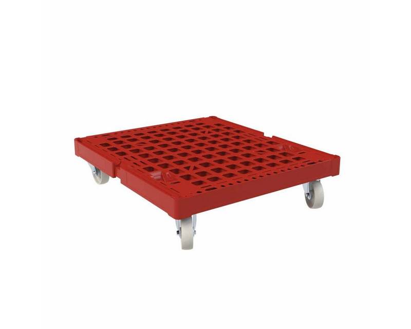 OSWALD Transportgeräte Transportwagen Rollplatte Kunststoff, 724 x 815 x 190 mm, 500 kg, Feuerrot, (RW10013), Kunststoffboden aus hochwertigem HDPE-Material von OSWALD Transportgeräte