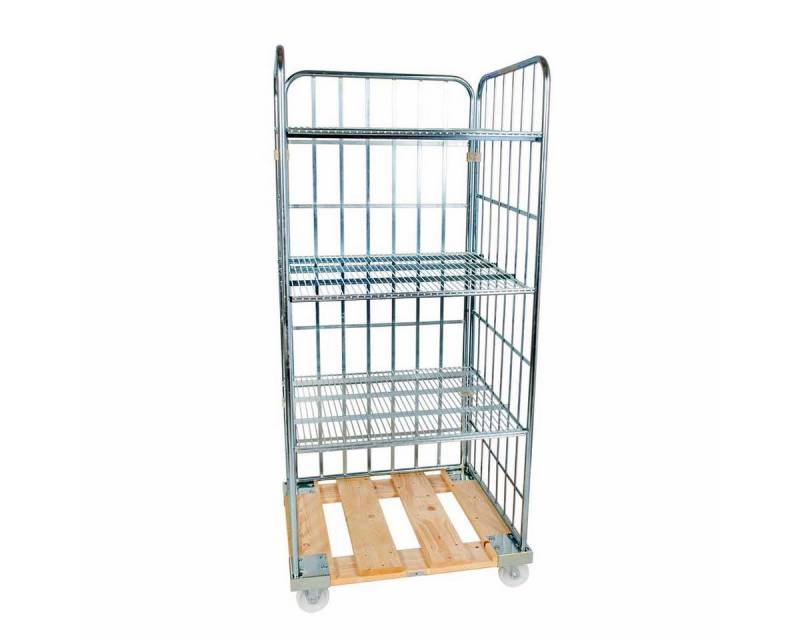 OSWALD Transportgeräte Transportwagen Rollregal 3-seitig 3 Böden 20° 815 x 724 x 1790mm 500 kg Platte Metall, (RW10309), 3 Böden mit 20° Neigung, Nutzhöhe 1.600 mm, Rollplatte Metall von OSWALD Transportgeräte