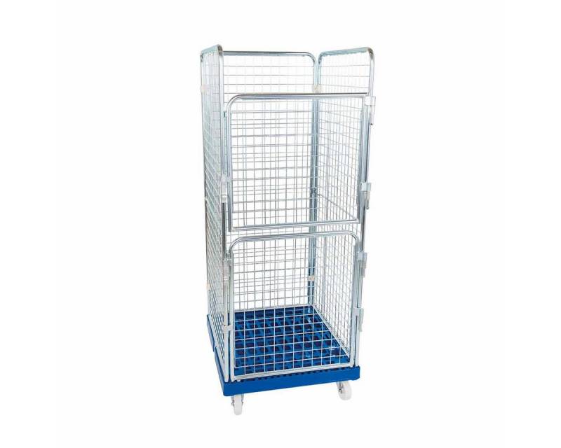 OSWALD Transportgeräte Transportwagen Sammelrollbehälter 4-seitig, 724 x 815 x 1.800 mm 500 kg, Platte Grau, (RW10443), Rollplatte aus Kunststoff, Nutzhöhe 1.585 mm, Kieselgrau von OSWALD Transportgeräte