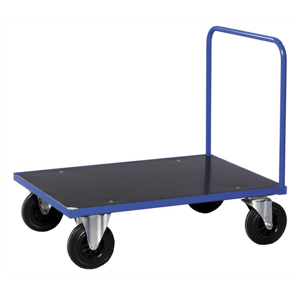 OSWALD Transportgeräte Transportwagen Schiebebügelwagen 1.200 x 800 x 900 mm, Traglast: 500 kg - blau, (NK331-3B), Boden aus melaminbeschichteter MDF Platte von OSWALD Transportgeräte
