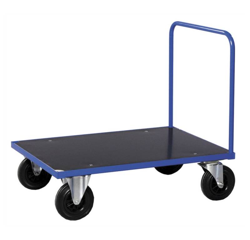 OSWALD Transportgeräte Transportwagen Schiebebügelwagen 1.200 x 800 x 900 mm, Traglast: 500 kg - blau, (NK331-3B), Boden aus melaminbeschichteter MDF Platte von OSWALD Transportgeräte