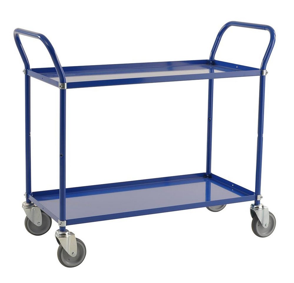 OSWALD Transportgeräte Transportwagen Servierwagen mit 2 Böden 1.080 x 480 x 940 mm, Traglast: 250 kg - blau, (NK3105B), Pulverlackiert, mit 2 Metallböden von OSWALD Transportgeräte