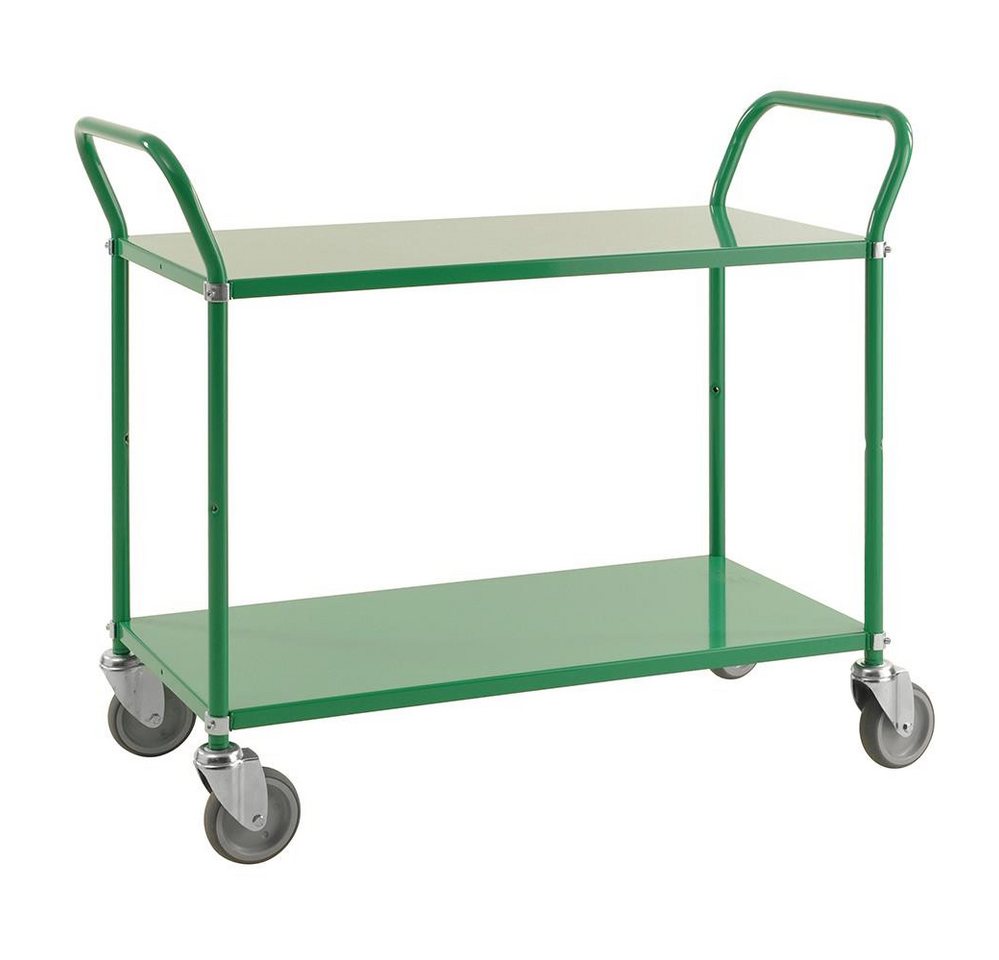 OSWALD Transportgeräte Transportwagen Servierwagen mit 2 Böden 1.080 x 480 x 940 mm, Traglast: 250 kg - grün, (NK2105B), Pulverlackiert, mit 2 Metallböden von OSWALD Transportgeräte
