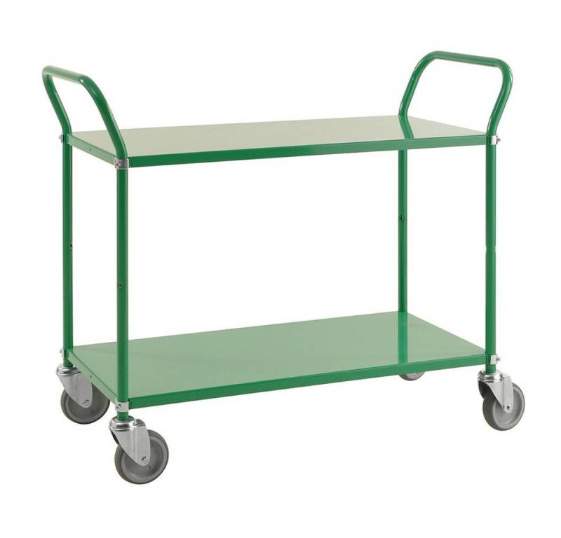 OSWALD Transportgeräte Transportwagen Servierwagen mit 2 Böden 1.080 x 480 x 940 mm, Traglast: 250 kg - grün, (NK2105B), Pulverlackiert, mit 2 Metallböden von OSWALD Transportgeräte