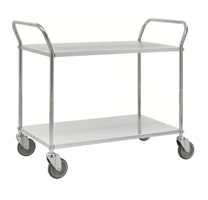 OSWALD Transportgeräte Transportwagen Servierwagen mit 2 Böden 1080 x 480 x 940 mm, Traglast 250 kg verzinkt, (NK4105-EB), Elektrolytisch verzinkt, mit 2 Metallböden von OSWALD Transportgeräte
