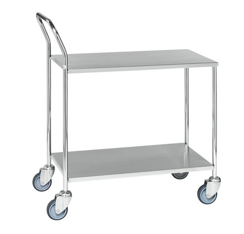 OSWALD Transportgeräte Transportwagen Servierwagen mit 2 Böden 840 x 430 x 970 mm, Traglast 150 kg, verzinkt, (NK272B), Rahmen elektrolytisch verzinkt, Boden aus Spanplatte von OSWALD Transportgeräte