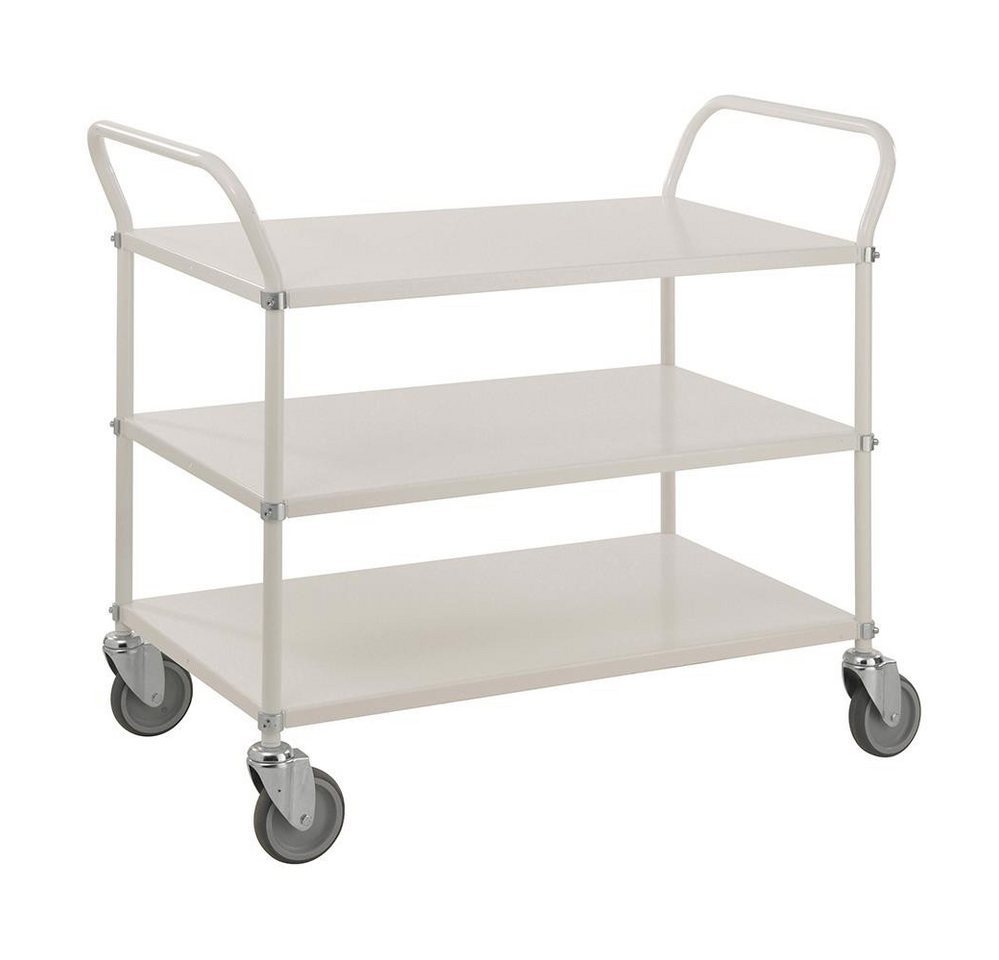 OSWALD Transportgeräte Transportwagen Servierwagen mit 3 Böden 1.080 x 480 x 940 mm, Traglast: 250 kg - weiß, (NK4106B), Pulverlackiert, mit 3 Metallböden von OSWALD Transportgeräte