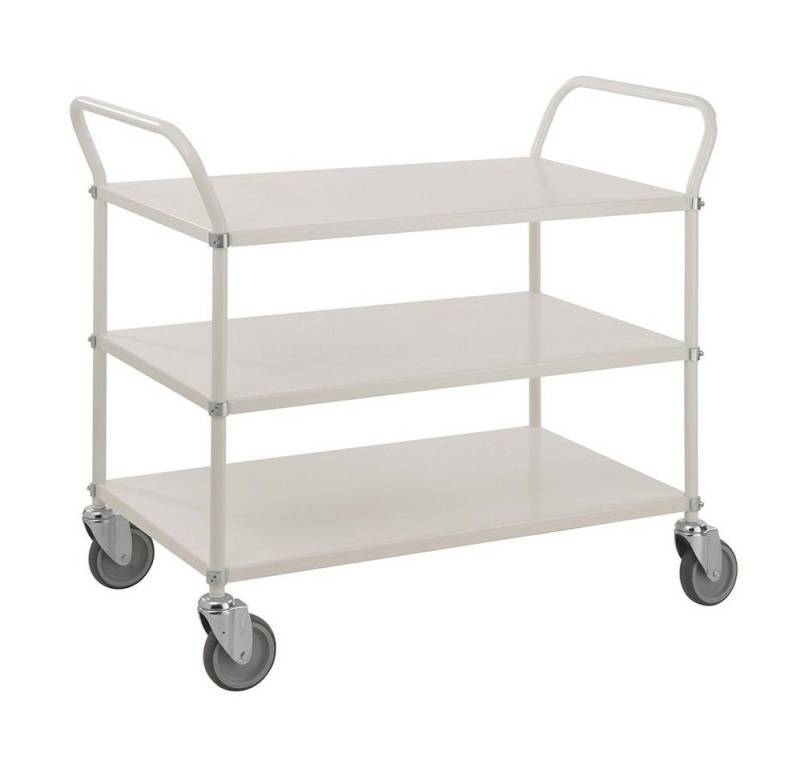 OSWALD Transportgeräte Transportwagen Servierwagen mit 3 Böden 1.080 x 480 x 940 mm, Traglast: 250 kg - weiß, (NK4106B), Pulverlackiert, mit 3 Metallböden von OSWALD Transportgeräte