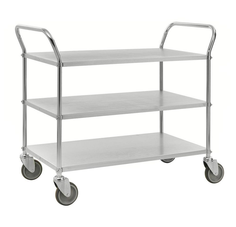 OSWALD Transportgeräte Transportwagen Servierwagen mit 3 Böden 1080 x 480 x 940 mm, Traglast 250 kg verzinkt, (NK4106-EB), Elektrolytisch verzinkt, mit 3 Metallböden von OSWALD Transportgeräte