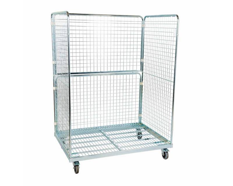 OSWALD Transportgeräte Transportwagen Stahlrollbehälter 1350, 950 x 1.350 x 1.820 mm, 3-seitig, 800 kg, (RW11040), Rollplatte Metall, Nutzhöhe 1.620 mm, Rollen Polyamid von OSWALD Transportgeräte