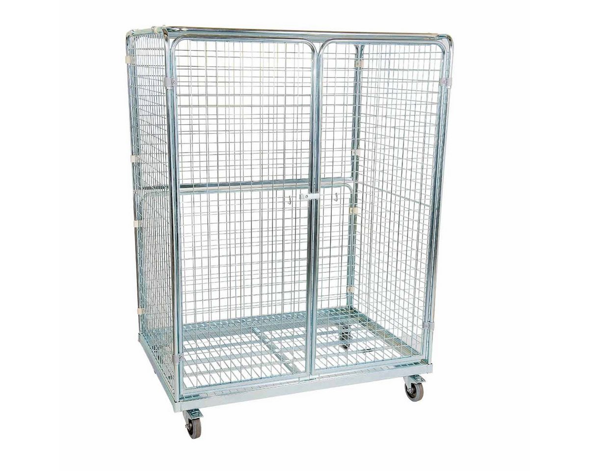 OSWALD Transportgeräte Transportwagen Stahlrollbehälter 1350, 950x1350x1820mm Diebstahlschutz 2 Türen 800 kg, (RW11042), Rollplatte Metall, Nutzhöhe 1.595 mm, 5-seitig, Rollen Polyamid von OSWALD Transportgeräte