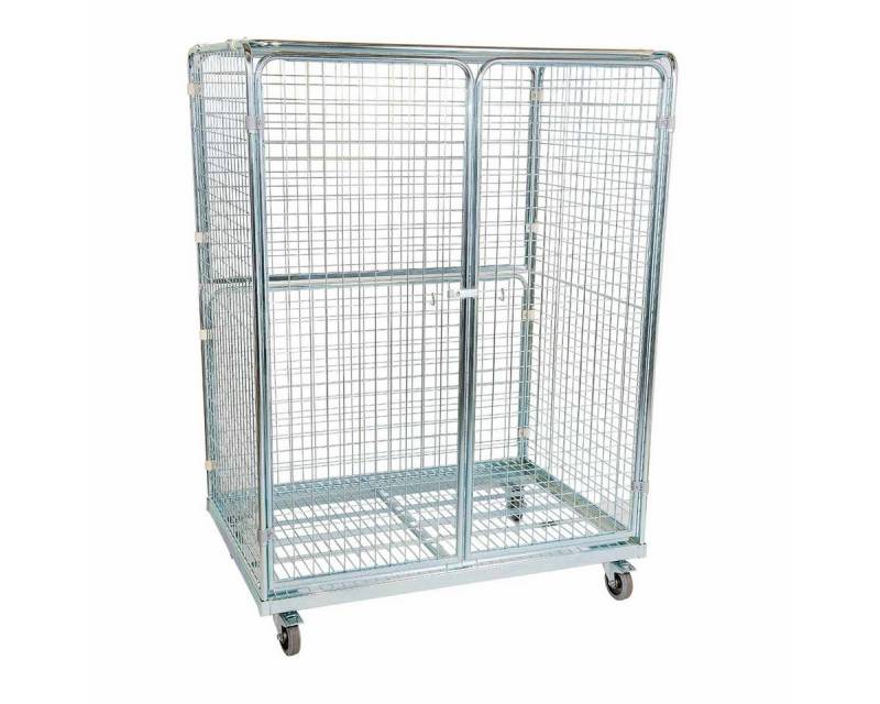 OSWALD Transportgeräte Transportwagen Stahlrollbehälter 1350, 950x1350x1820mm Diebstahlschutz 2 Türen 800 kg, (RW11042), Rollplatte Metall, Nutzhöhe 1.595 mm, 5-seitig, Rollen Polyamid von OSWALD Transportgeräte