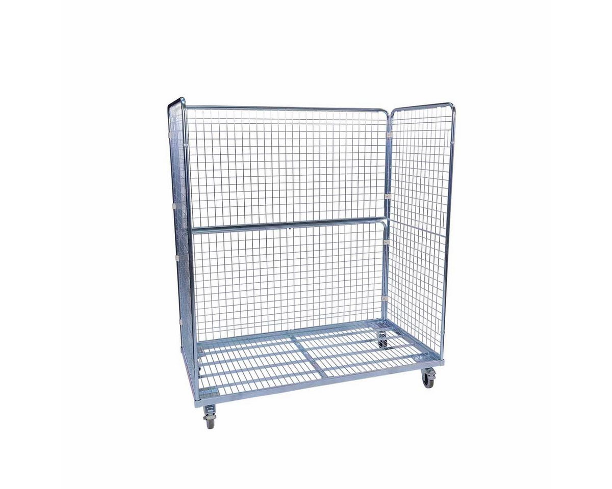 OSWALD Transportgeräte Transportwagen Stahlrollbehälter 1600, 800 x 1.600 x 1.820 mm, 3-seitig, 500 kg, (RW11050), Rollplatte Metall, Nutzhöhe 1.620 mm, Rollen Polyamid von OSWALD Transportgeräte