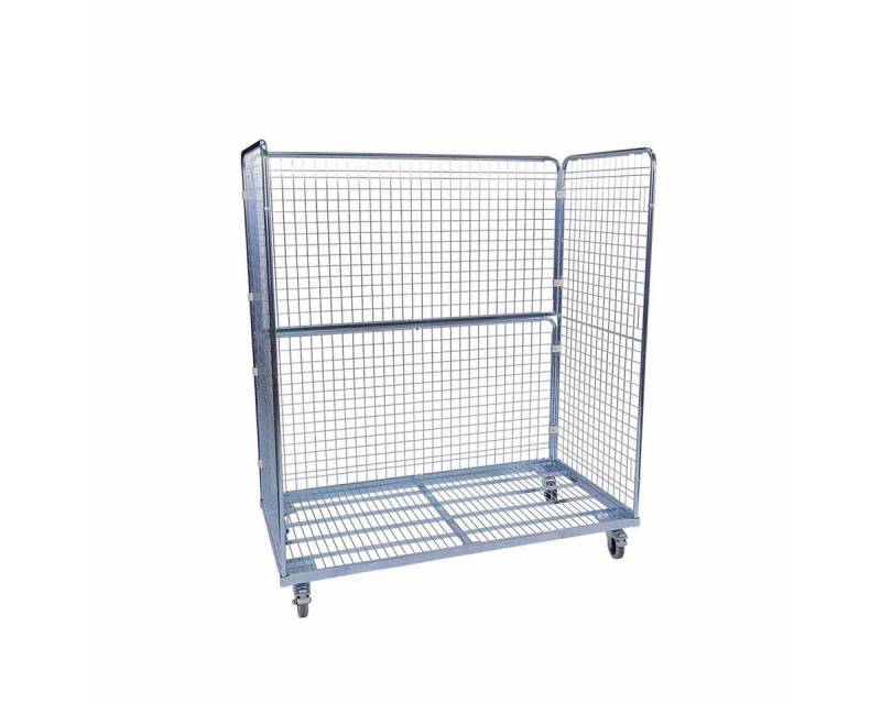 OSWALD Transportgeräte Transportwagen Stahlrollbehälter 1600, 800 x 1.600 x 1.820 mm, 3-seitig, 500 kg, (RW11050), Rollplatte Metall, Nutzhöhe 1.620 mm, Rollen Polyamid von OSWALD Transportgeräte