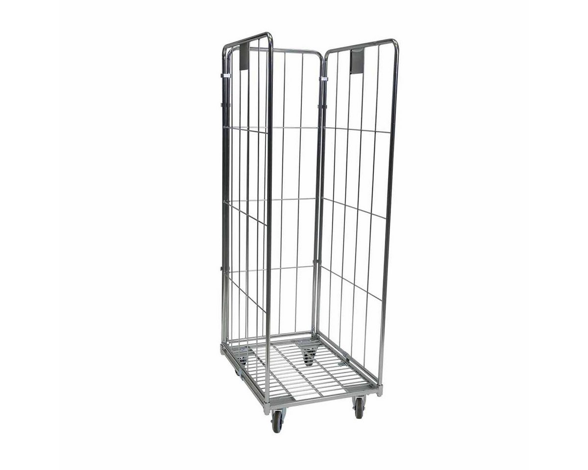 OSWALD Transportgeräte Transportwagen Stahlrollbehälter 1650, 605 x 805 x 1.800 mm, 3-seitig, 400 kg, (RW11071), Rollplatte Metall, Nutzhöhe 1.650 mm, 3-seitig, Rollen Polyamid von OSWALD Transportgeräte