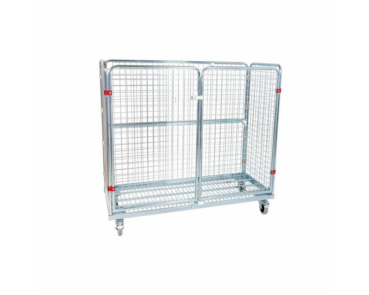 OSWALD Transportgeräte Transportwagen Stahlrollbehälter 620, 620 x 1.500 x 1.400 mm, 2 Flügeltüren, 500 kg, (RW11061), Rollplatte Metall, Nutzhöhe 1.200 mm, 4-seitig, Rollen Polyamid von OSWALD Transportgeräte