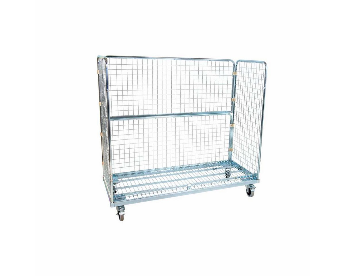 OSWALD Transportgeräte Transportwagen Stahlrollbehälter 620, 620 x 1.500 x 1.400 mm, 3-seitig, 500 kg, (RW11060), Rollplatte Metall, Nutzhöhe 1.200 mm, 3-seitig, Rollen Polyamid von OSWALD Transportgeräte