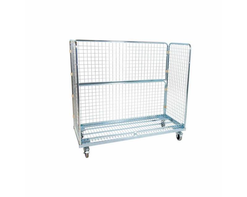 OSWALD Transportgeräte Transportwagen Stahlrollbehälter 620, 620 x 1.500 x 1.400 mm, 3-seitig, 500 kg, (RW11060), Rollplatte Metall, Nutzhöhe 1.200 mm, 3-seitig, Rollen Polyamid von OSWALD Transportgeräte