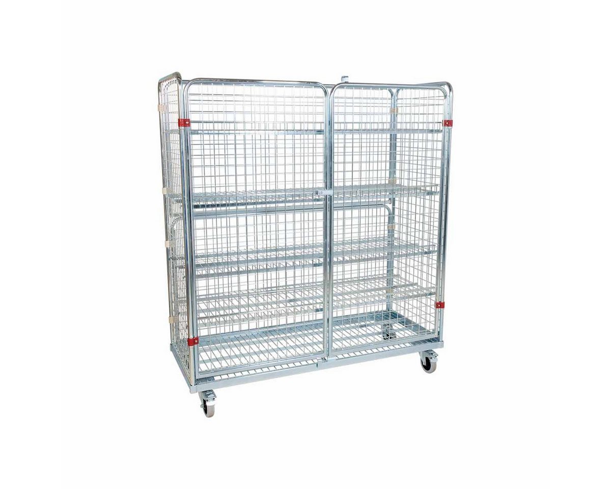 OSWALD Transportgeräte Transportwagen Stahlrollbehälter 620, 620 x 1.500 x 1.700 mm, 2 Flügeltüren, 500 kg, (RW11064), Rollplatte Metall, Nutzhöhe 1.500 mm, 4-seitig, Rollen Polyamid von OSWALD Transportgeräte