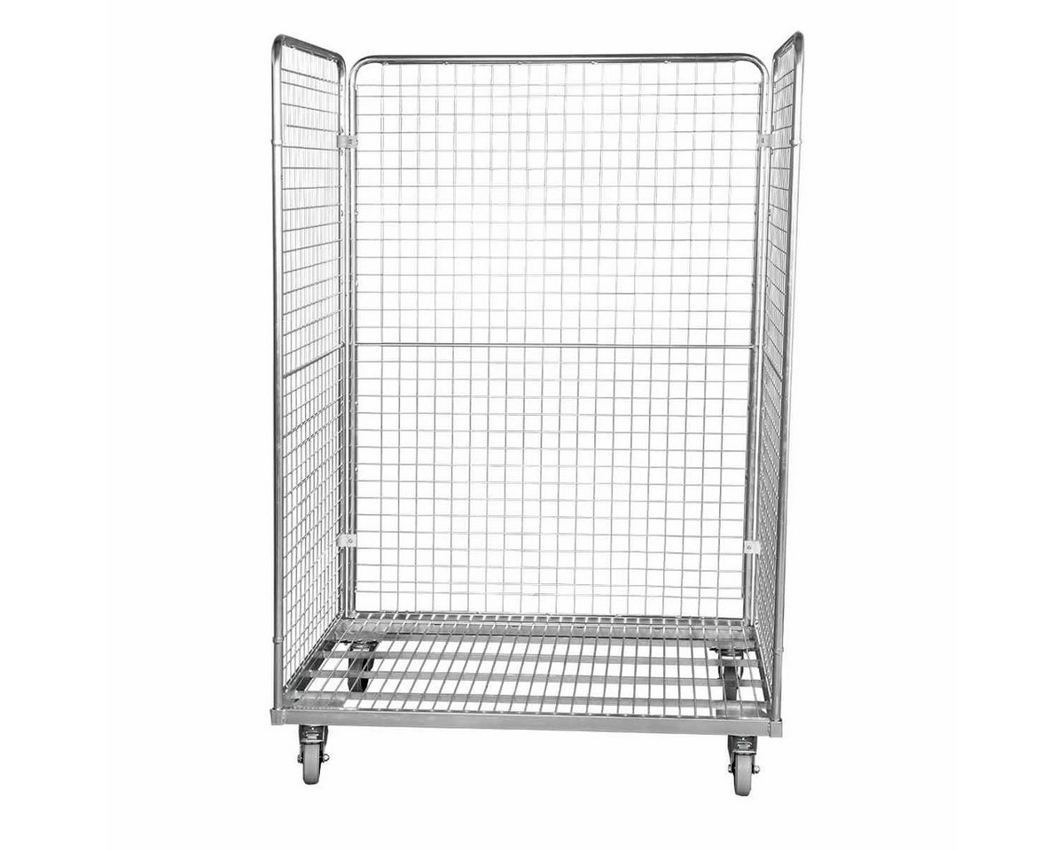 OSWALD Transportgeräte Transportwagen Stahlrollbehälter 800, 800 x 1.200 x 1.820 mm, 3-seitig, 600 kg, (RW11031), Rollplatte Metall, Nutzhöhe 1.620 mm, 3-seitig, Rollen Polyamid von OSWALD Transportgeräte