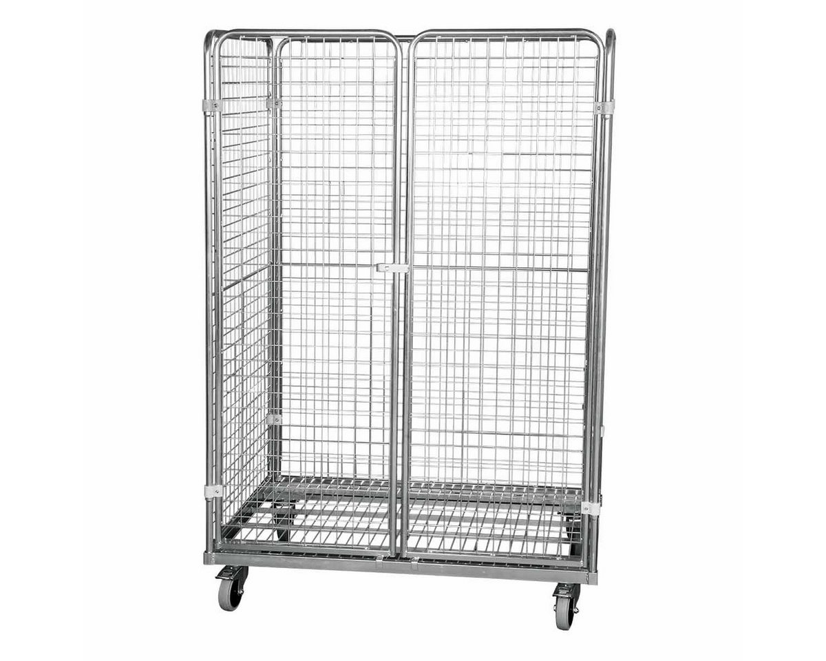 OSWALD Transportgeräte Transportwagen Stahlrollbehälter 800, 800 x 1.200 x 1.820 mm 4-seitig 2 Türen, 600 kg, (RW11033), Rollplatte Metall, Nutzhöhe 1.620 mm, 4-seitig, Rollen Polyamid von OSWALD Transportgeräte