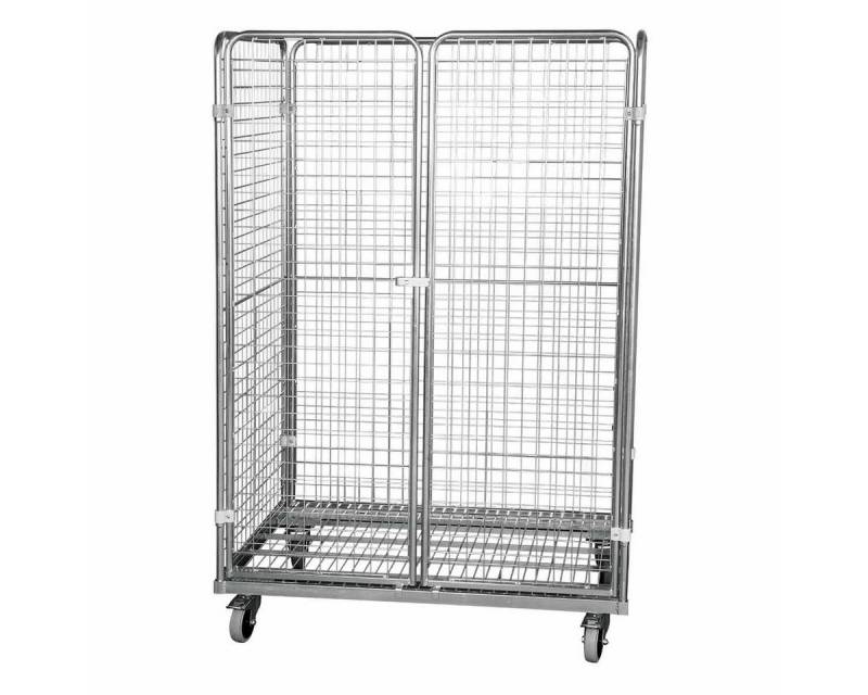 OSWALD Transportgeräte Transportwagen Stahlrollbehälter 800, 800 x 1.200 x 1.820 mm 4-seitig 2 Türen, 600 kg, (RW11033), Rollplatte Metall, Nutzhöhe 1.620 mm, 4-seitig, Rollen Polyamid von OSWALD Transportgeräte