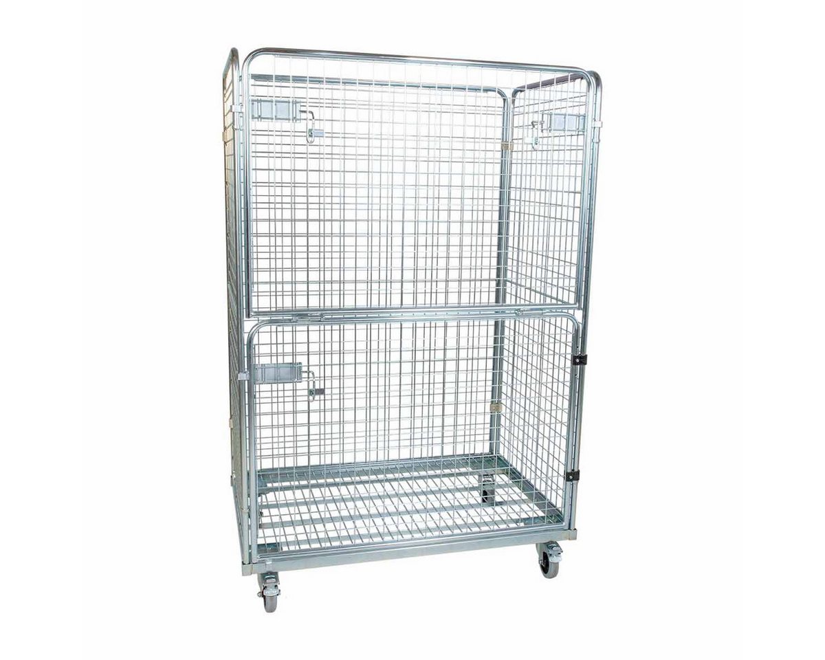 OSWALD Transportgeräte Transportwagen Stahlrollbehälter 800, 800 x 1200 x 1820 mm Vorderwand klappbar 600 kg, (RW11032), Rollplatte Metall, Nutzhöhe 1.620 mm, 4-seitig, Rollen Polyamid von OSWALD Transportgeräte
