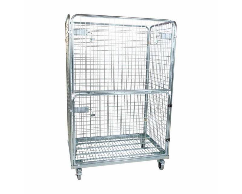 OSWALD Transportgeräte Transportwagen Stahlrollbehälter 800, 800 x 1200 x 1820 mm Vorderwand klappbar 600 kg, (RW11032), Rollplatte Metall, Nutzhöhe 1.620 mm, 4-seitig, Rollen Polyamid von OSWALD Transportgeräte