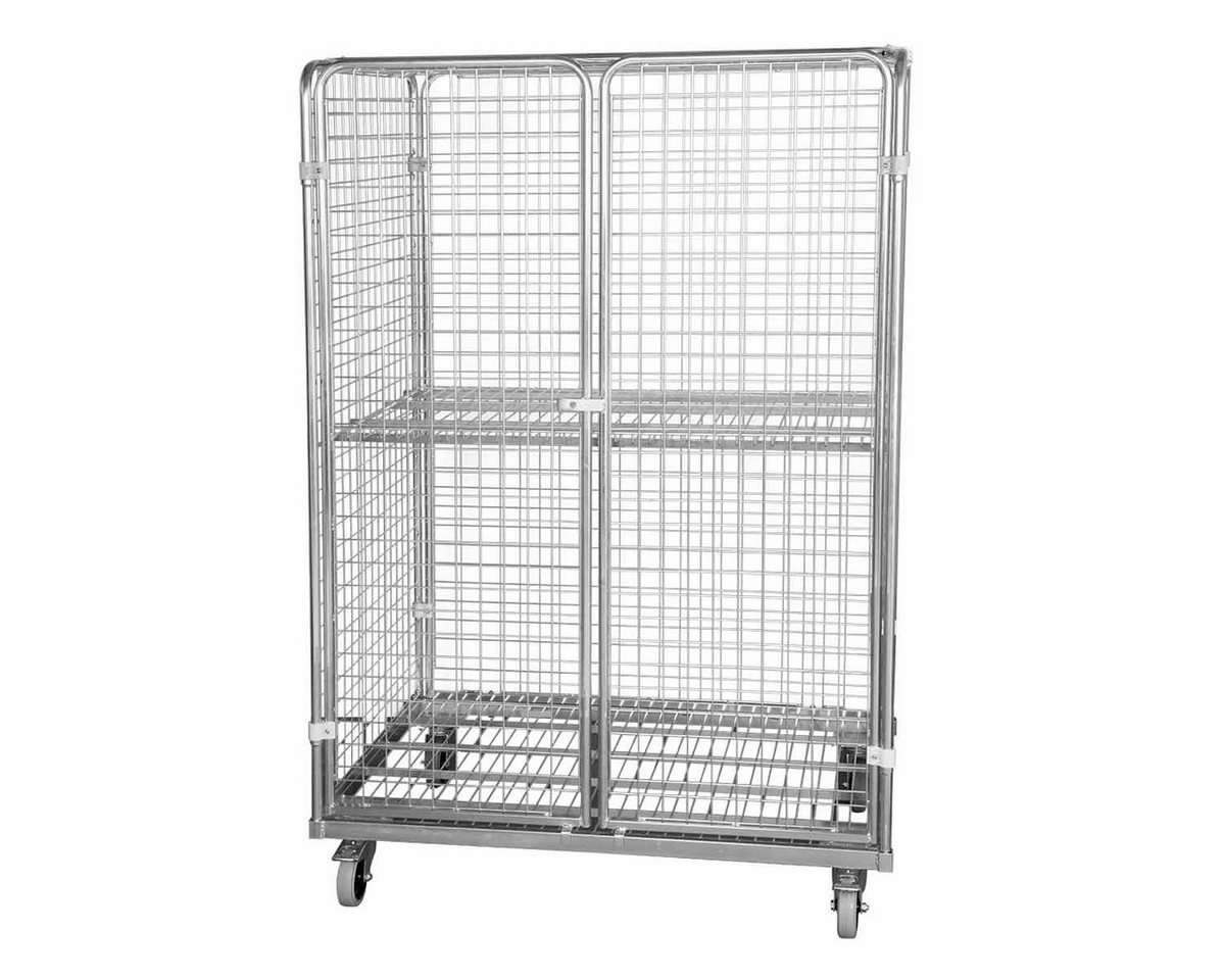 OSWALD Transportgeräte Transportwagen Stahlrollbehälter 800, 800x1200x1820mm Diebstahlschutz 2 Türen, 600 kg, (RW11034), Rollplatte Metall, Nutzhöhe 1.620 mm, 5-seitig, Rollen Polyamid von OSWALD Transportgeräte