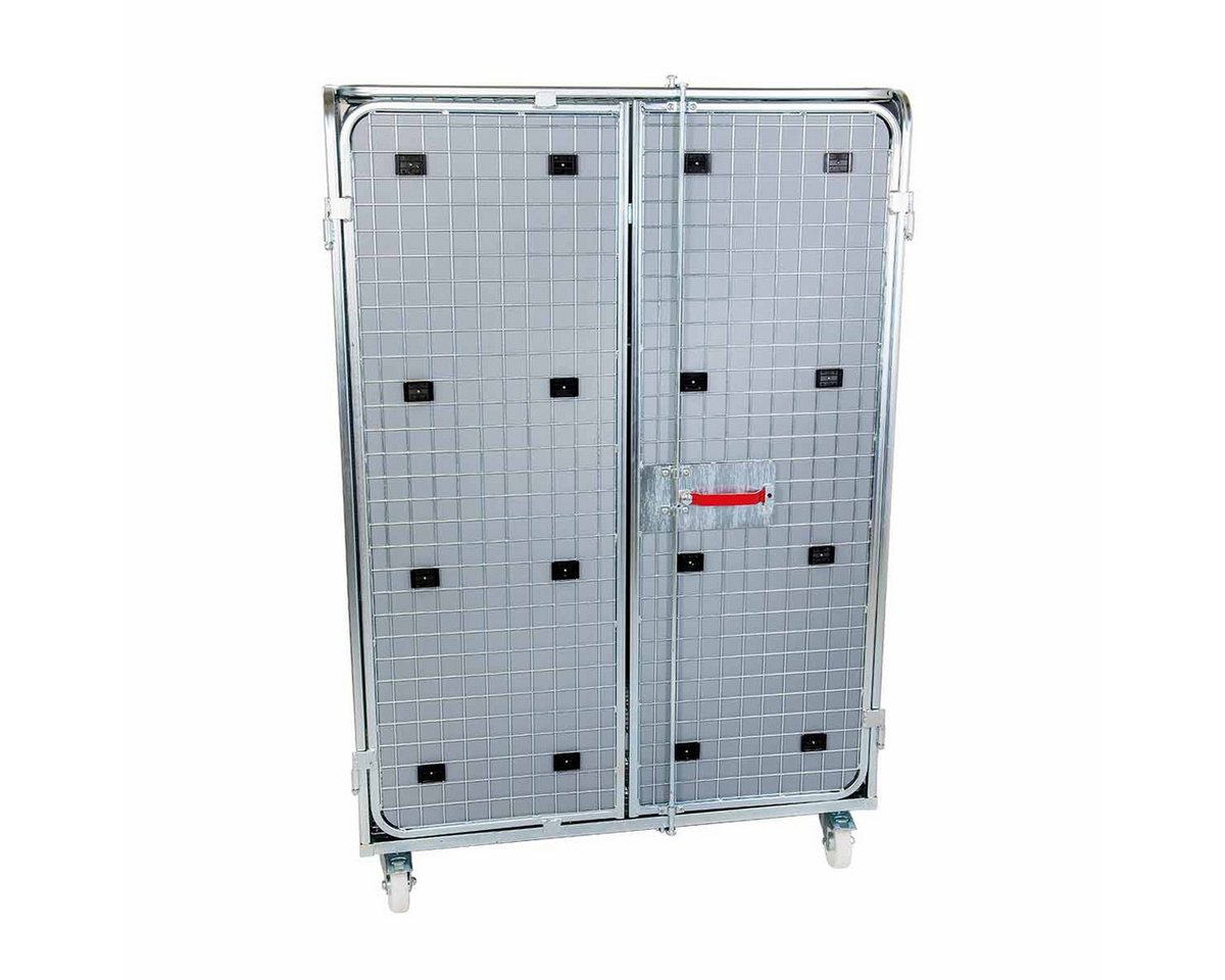 OSWALD Transportgeräte Transportwagen Stahlrollbehälter A800, 800 x 1.200 x 1.820 mm, Sichtschutz, 600 kg, (RW11037), Rollplatte Metall, Nutzhöhe 1.575 mm, Absoluter Diebstahlschutz von OSWALD Transportgeräte