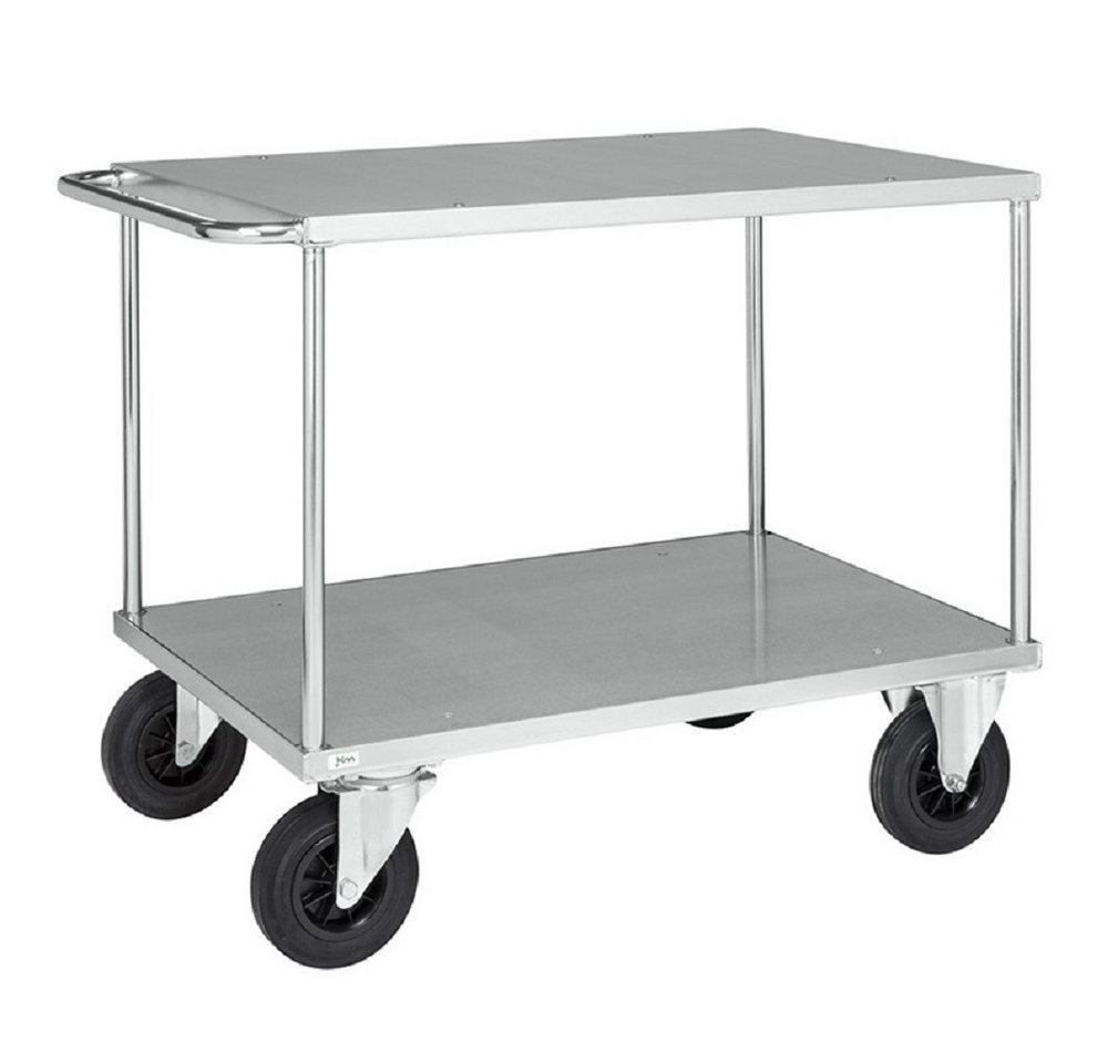 OSWALD Transportgeräte Transportwagen Tischwagen mit 2 Blechböden 1.300 x 800 x 900 mm, 500 kg, verzinkt, (NK637-3B), Böden mit 2 mm starkem, elektrolytisch verzinktem Stahlblech ummantelt von OSWALD Transportgeräte