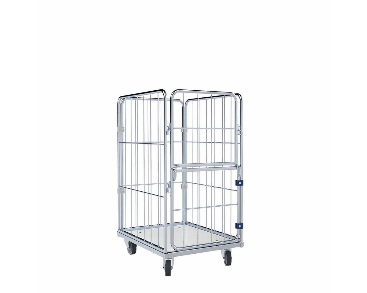 OSWALD Transportgeräte Transportwagen Wäschewagen Kunststoffboden 4-seitig schwenkbar 600x810x1350 mm 400 kg, (RW18086), Rollplatte Kunststoff, Nutzhöhe 1.200 mm, Vorderwand schwenkbar von OSWALD Transportgeräte