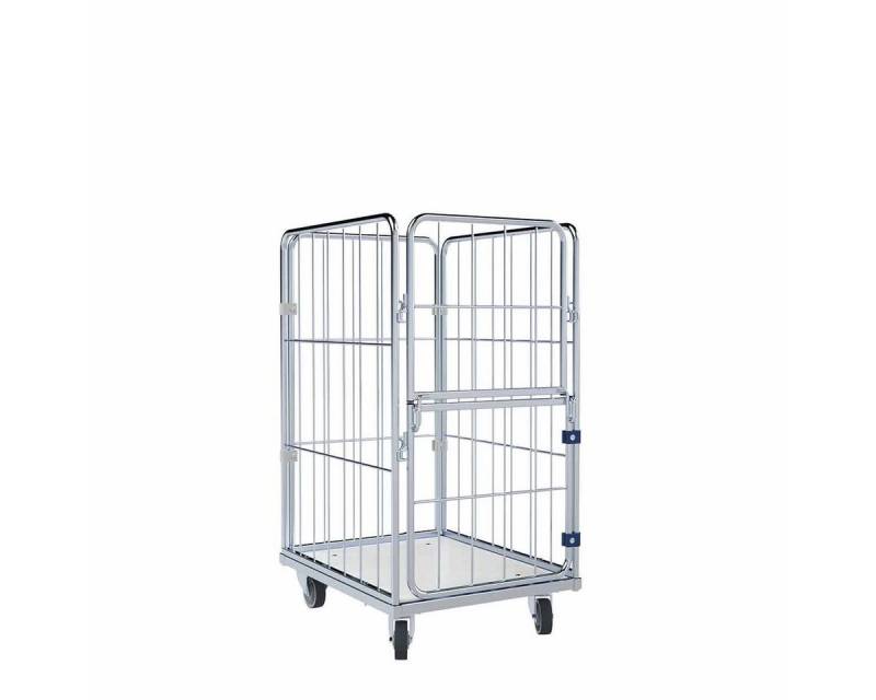 OSWALD Transportgeräte Transportwagen Wäschewagen Kunststoffboden 4-seitig schwenkbar 600x810x1350 mm 400 kg, (RW18086), Rollplatte Kunststoff, Nutzhöhe 1.200 mm, Vorderwand schwenkbar von OSWALD Transportgeräte