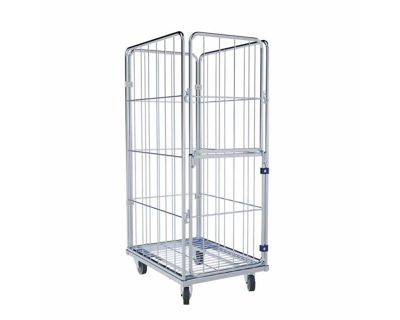 OSWALD Transportgeräte Transportwagen Wäschewagen Stahlboden 4-seitig schwenkbar 600 x 810 x 1.520 mm 400 kg, (RW18088), Rollplatte Metall, Nutzhöhe 1.370 mm, Vorderwand klappbar/schwenkbar von OSWALD Transportgeräte