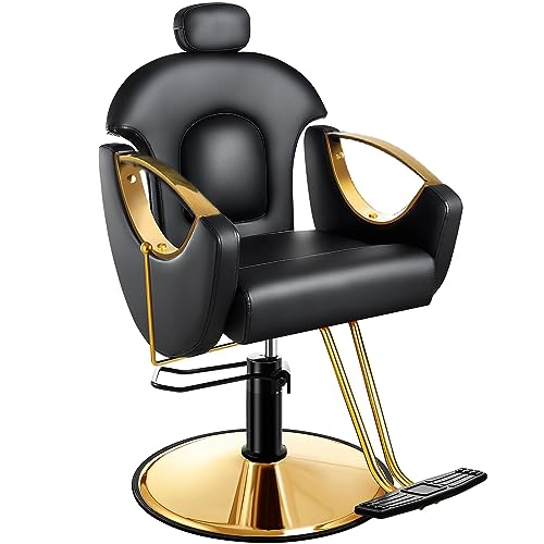 OSmari Hairdressing Chair,Height Adjustable, Men and Women,Hairdressing Equipment, Operating Chair,Vintage Retro,Elegant Hair Stylist Chair for Salon Professionals,Schwarz von OSmari