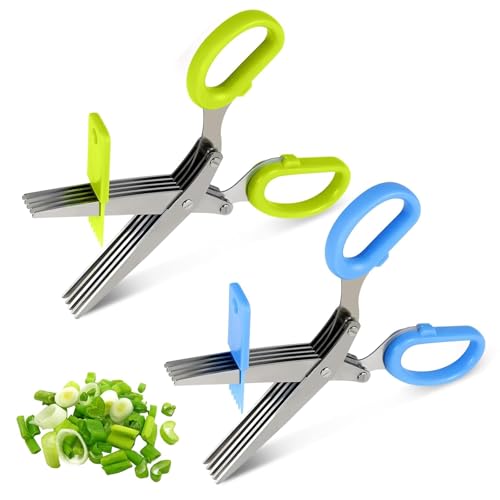 OT-NVWOZR 2 Stück Küchenschere 5 Klingen, Edelstahl Kräuterschere mit Reinigung Kamm, Küchen Schnittlauchschere Gemüseschere Gewürzschere Haushaltshelfer für Kräuter Petersilie OT-NVWOZR 2 Stück Küchenschere 5 Klingen, Edelstahl Kräuterschere mit Reinigung Kamm, Küchen Schnittlauchschere Gemüseschere Gewürzschere Haushaltshelfer für Kräuter Petersilie von OT-NVWOZR