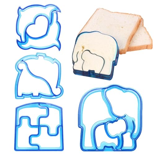 OTAIVE 4Pcs Sandwich Ausstecher Brot Ausstecher für Kinder Plätzchen Ausstecher Toast Cutter DIY Sandwich Form für Brot, Sandwich, Kekse, Obst(blau) von OTAIVE