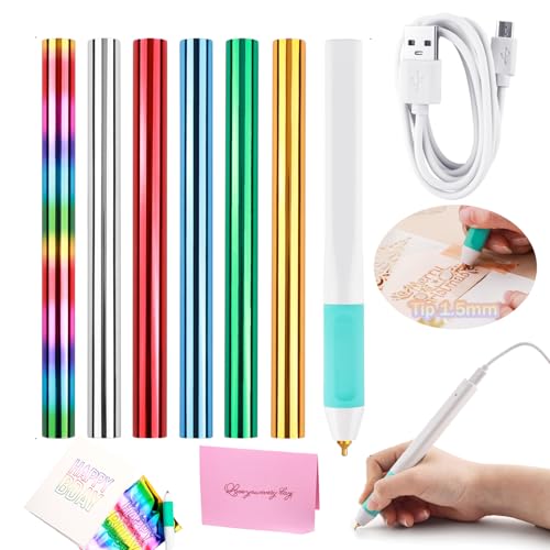 Heißfolienstifte und Heißfolien-Rollen-Set für Kartenherstellung, Scrapbooking, Zeichenstift mit USB-Kabel DC 5 V, Schreiben, Nachzeichnen und Schablonen Sie Ihren Weg zu glänzender, folierter von OTCRAFT