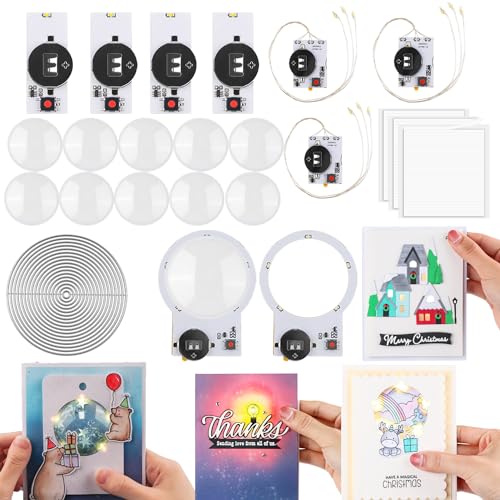 OTCRAFT 12 Stück/Set mit 2 runden Halo-Lichtern und 4 einfachen 1 Lichtern und 3 linearen LEDs mit 17 Kreisen, 3 Bögen, 93 Schaumstoffstreifen für selbstgemachte Leuchtkarten, zum Herstellen von OTCRAFT 12 Stück/Set mit 2 runden Halo-Lichtern und 4 einfachen 1 Lichtern und 3 linearen LEDs mit 17 Kreisen, 3 Bögen, 93 Schaumstoffstreifen für selbstgemachte Leuchtkarten, zum Herstellen von von OTCRAFT