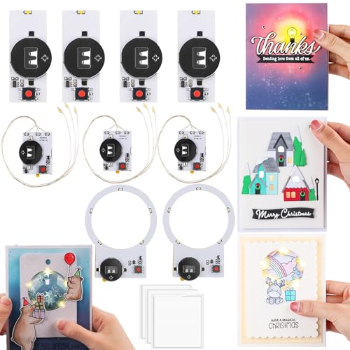 OTCRAFT 12 Stück / Set mit 2 runden Halo-Lichtern und 4 einfachen 1 Lichtern und 3 linearen LEDs mit 3 Blättern 93 Schaumstoffstreifen für selbstgemachte Beleuchtung, Karten, Scrapbooking, Dekoration, OTCRAFT 12 Stück / Set mit 2 runden Halo-Lichtern und 4 einfachen 1 Lichtern und 3 linearen LEDs mit 3 Blättern 93 Schaumstoffstreifen für selbstgemachte Beleuchtung, Karten, Scrapbooking, Dekoration, von OTCRAFT